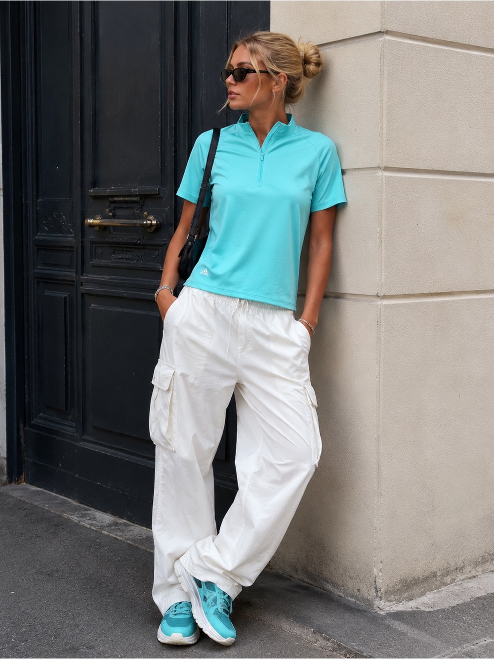 QUARTER-ZIP mock neck polo shirt turquoise FIFA world cup quatar 2022